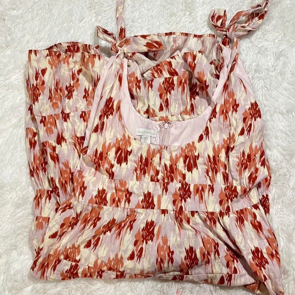 House of‎ Harlow 1960 Dress Size XL Blended Linen VNeck Floral Print Summer